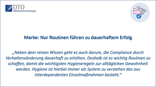 Hygiene als System: Wissen, Verhaltensänderung, Compliance und feste Routinen als Grundlagen nachhaltiger Umsetzung.